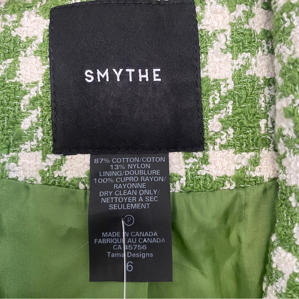 Smythe green white Fern Plaid double breasted coat - Picture 3 of 7